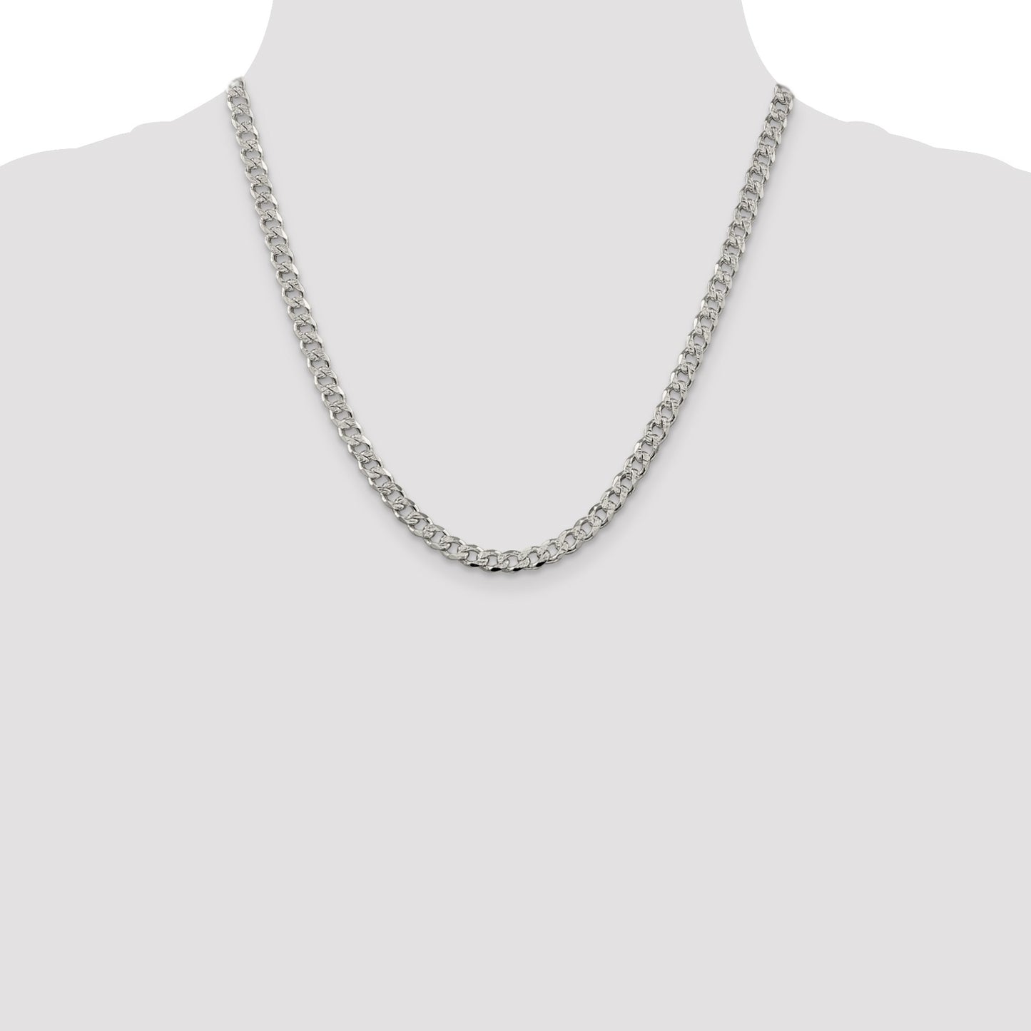 Sterling Silver 5.5mm Pav� Curb Chain