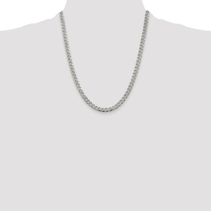Sterling Silver 5.5mm Pav� Curb Chain