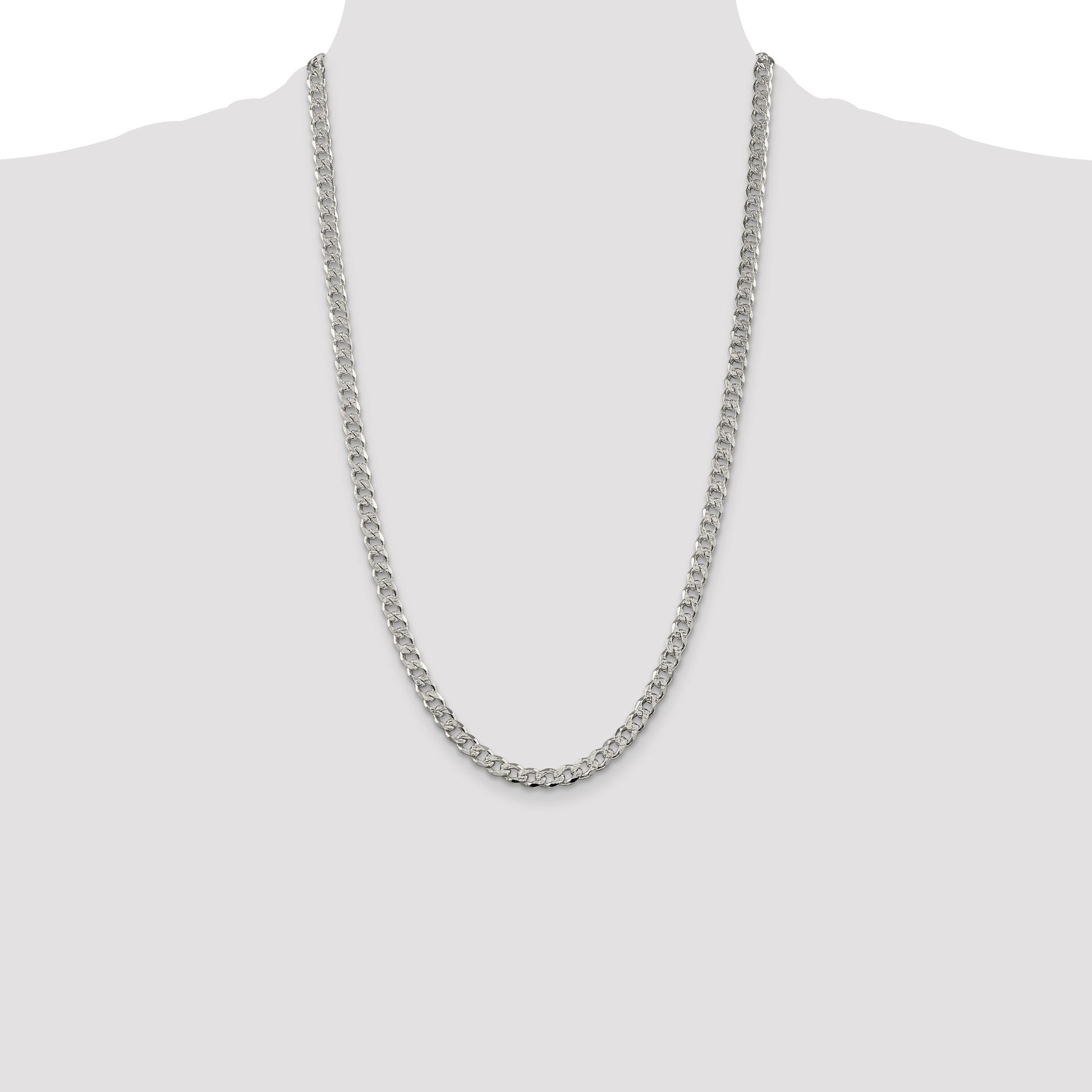 Sterling Silver 5.5mm Pav� Curb Chain