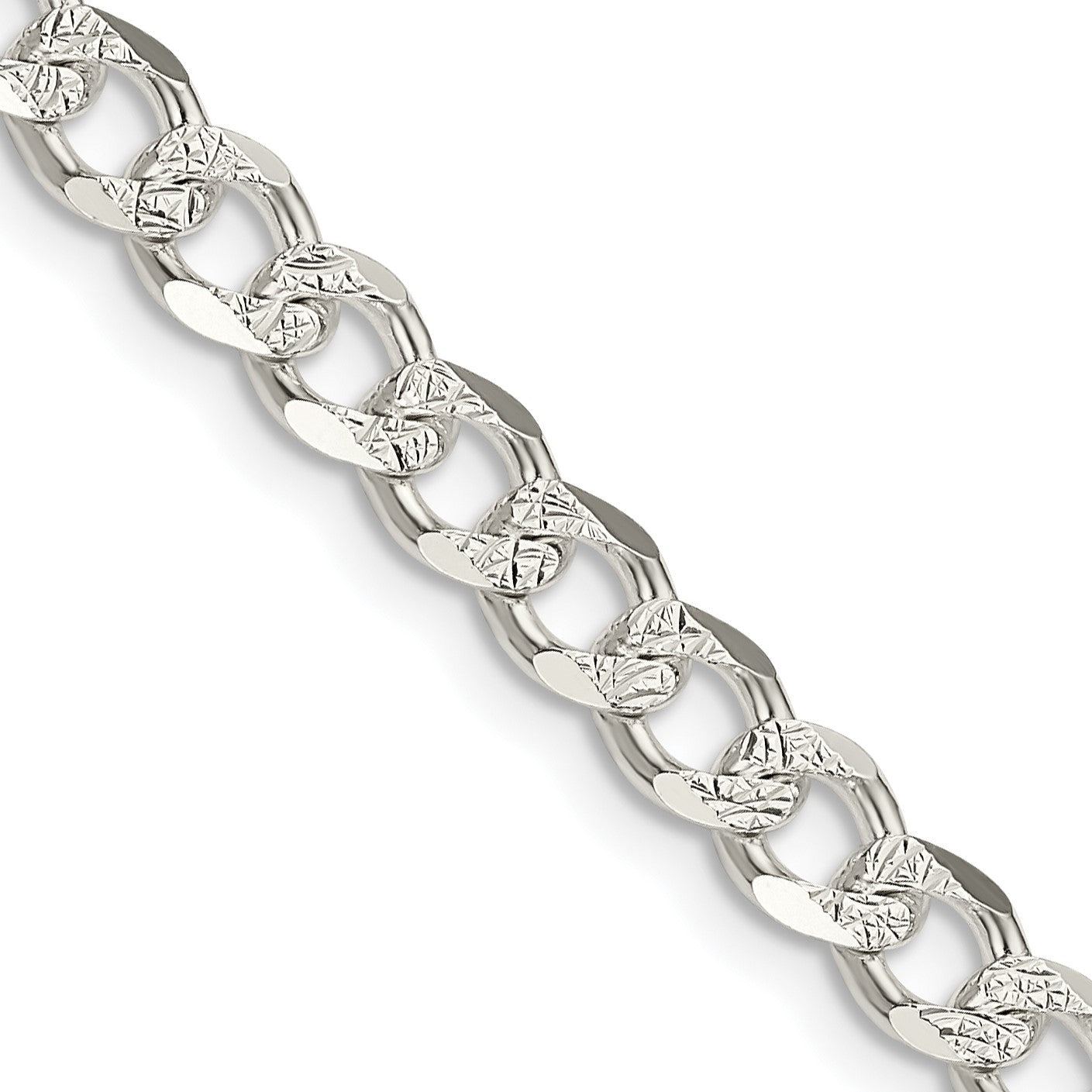 Sterling Silver 5.5mm Pav� Curb Chain