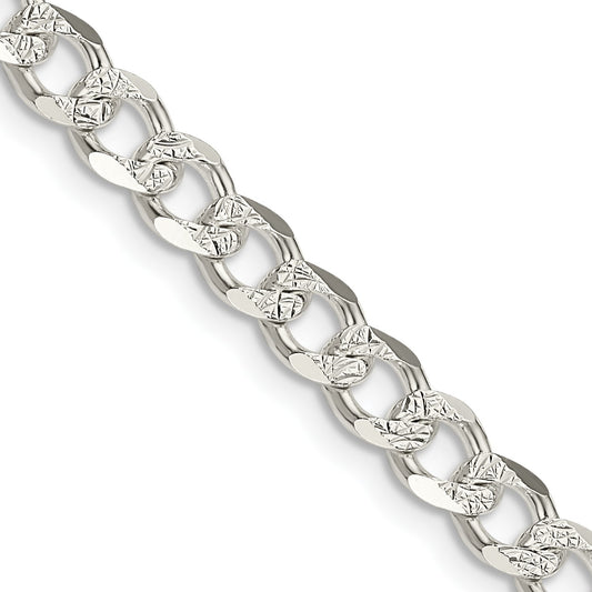 Sterling Silver 5.5mm Pav� Curb Chain