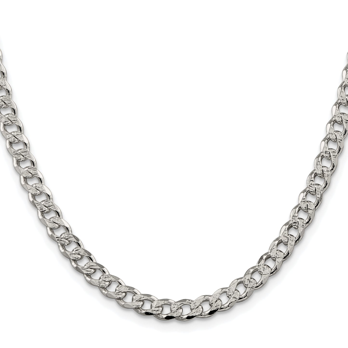 Sterling Silver Rhodium-plated 5.5mm Pav� Curb Chain