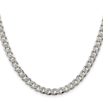 Sterling Silver Rhodium-plated 5.5mm Pav� Curb Chain