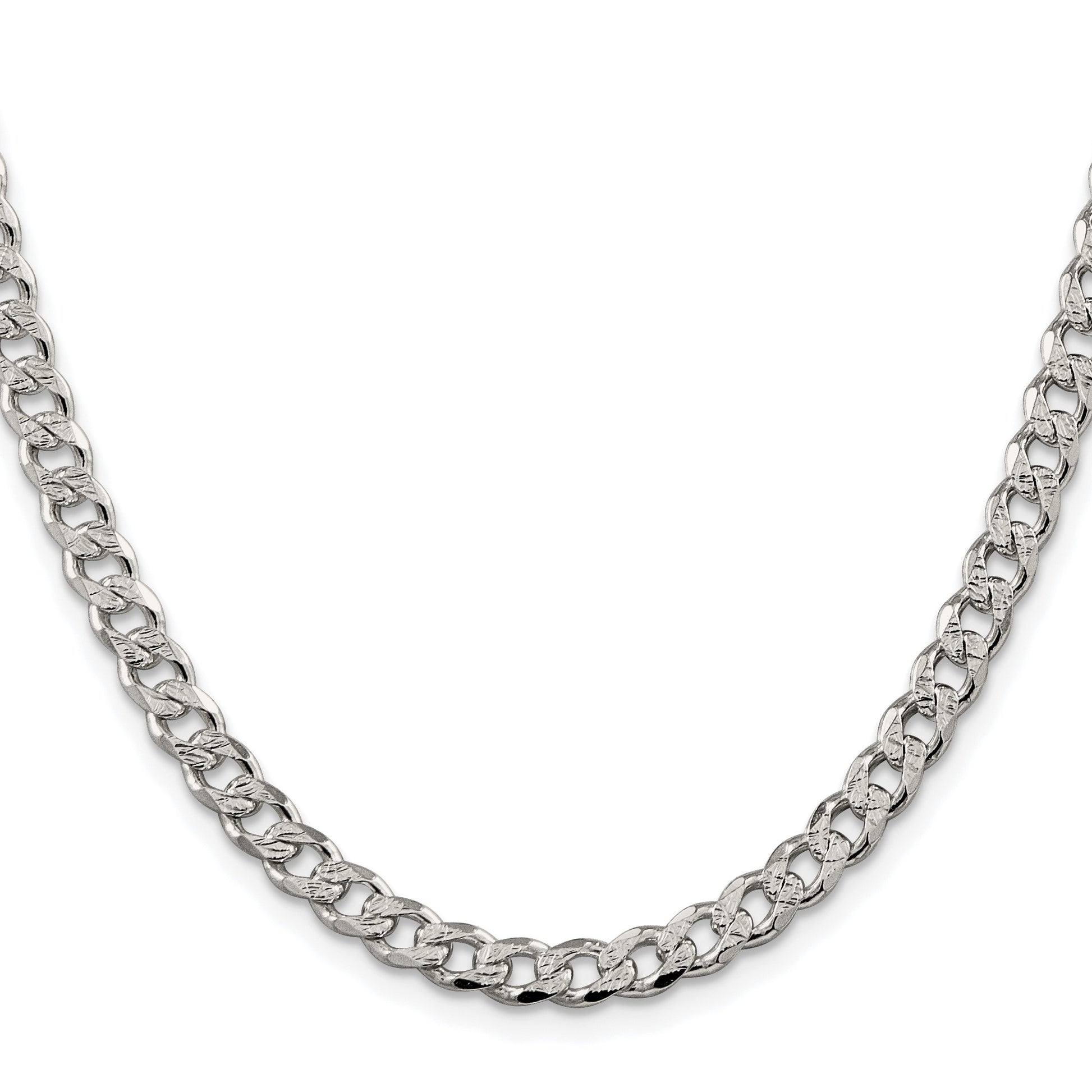 Sterling Silver Rhodium-plated 5.5mm Pav� Curb Chain