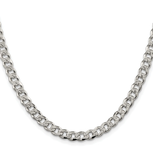 Sterling Silver Rhodium-plated 5.5mm Pav� Curb Chain