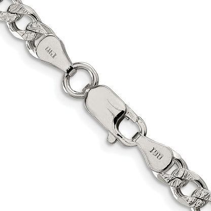 Sterling Silver Rhodium-plated 5.5mm Pav� Curb Chain