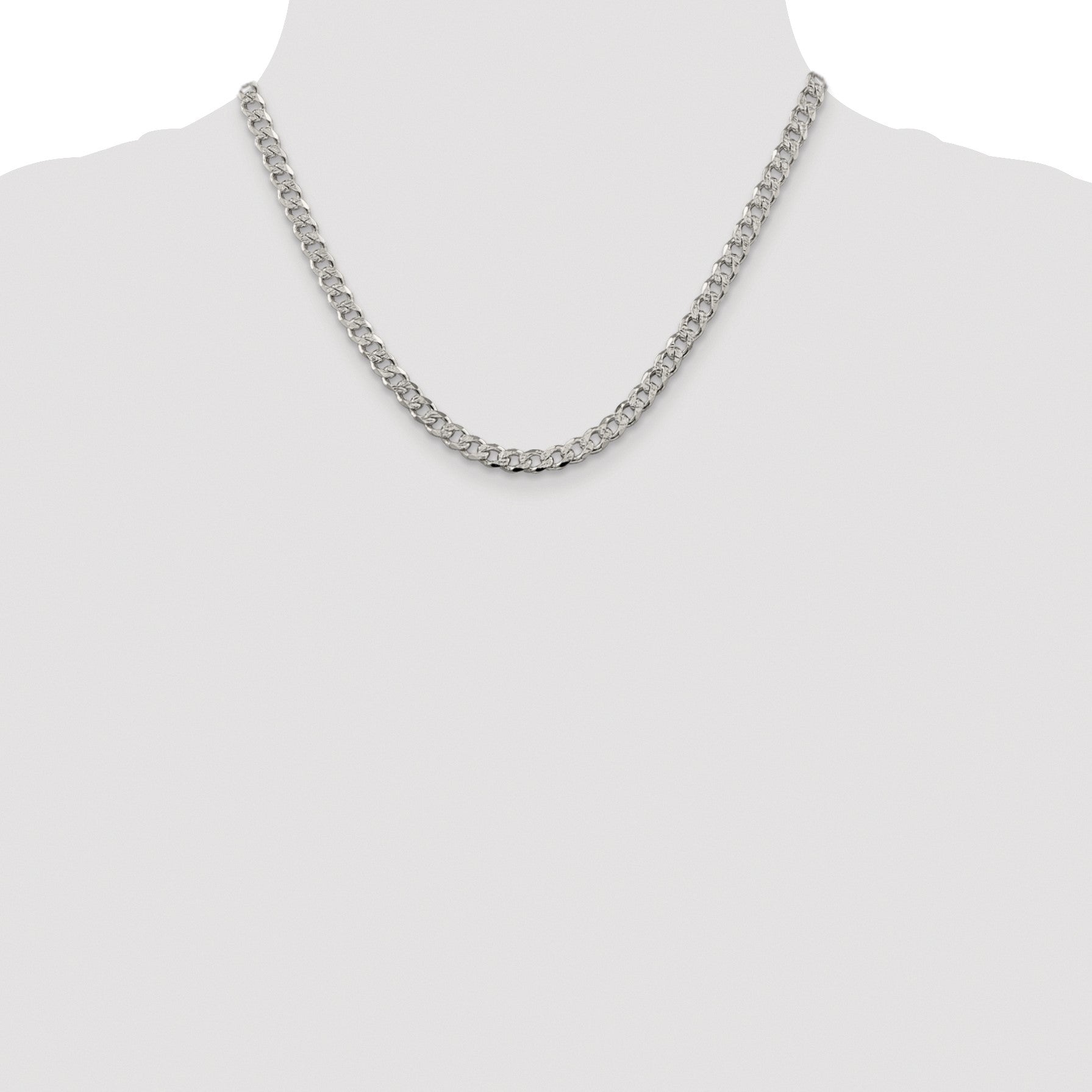 Sterling Silver Rhodium-plated 5.5mm Pav� Curb Chain