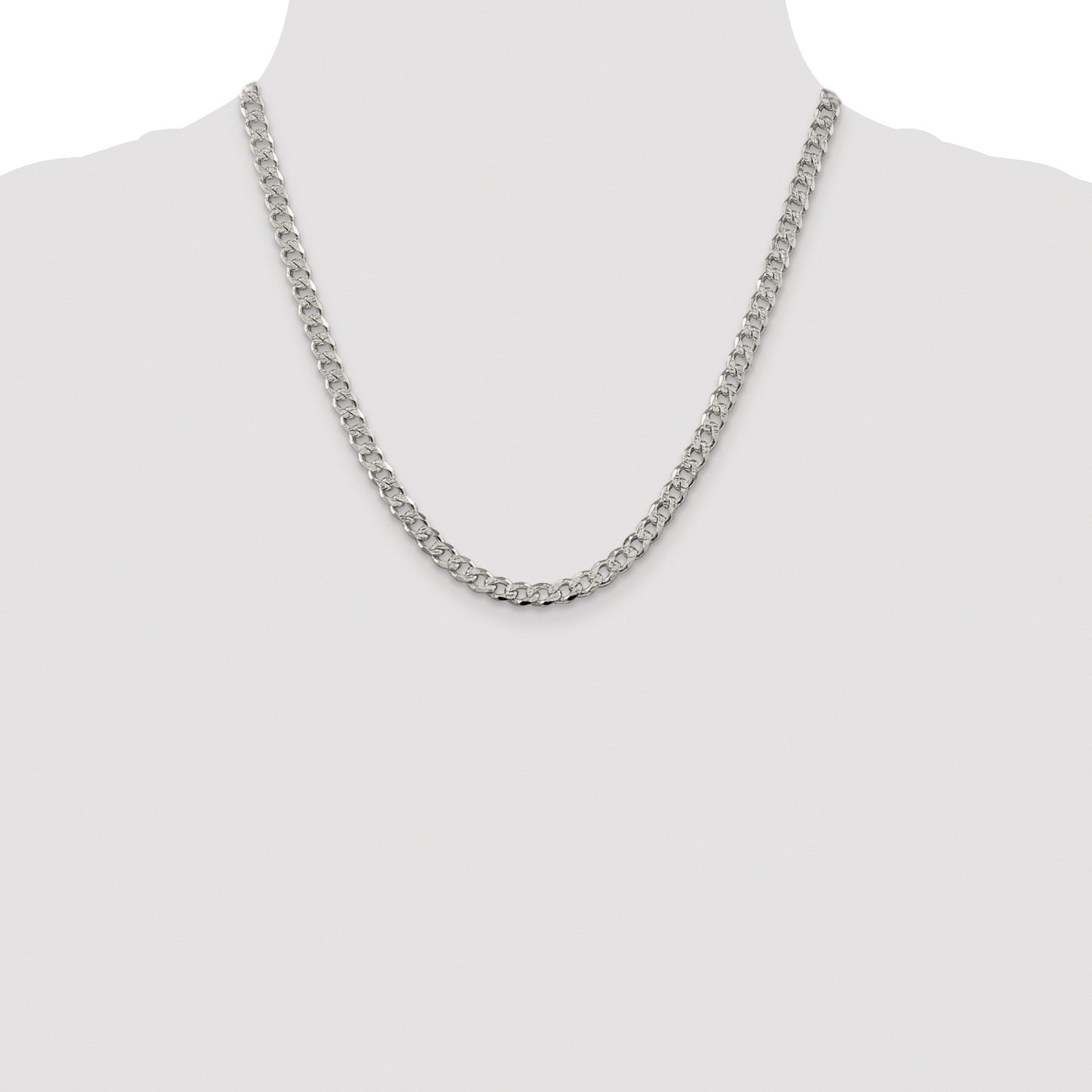 Sterling Silver Rhodium-plated 5.5mm Pav� Curb Chain
