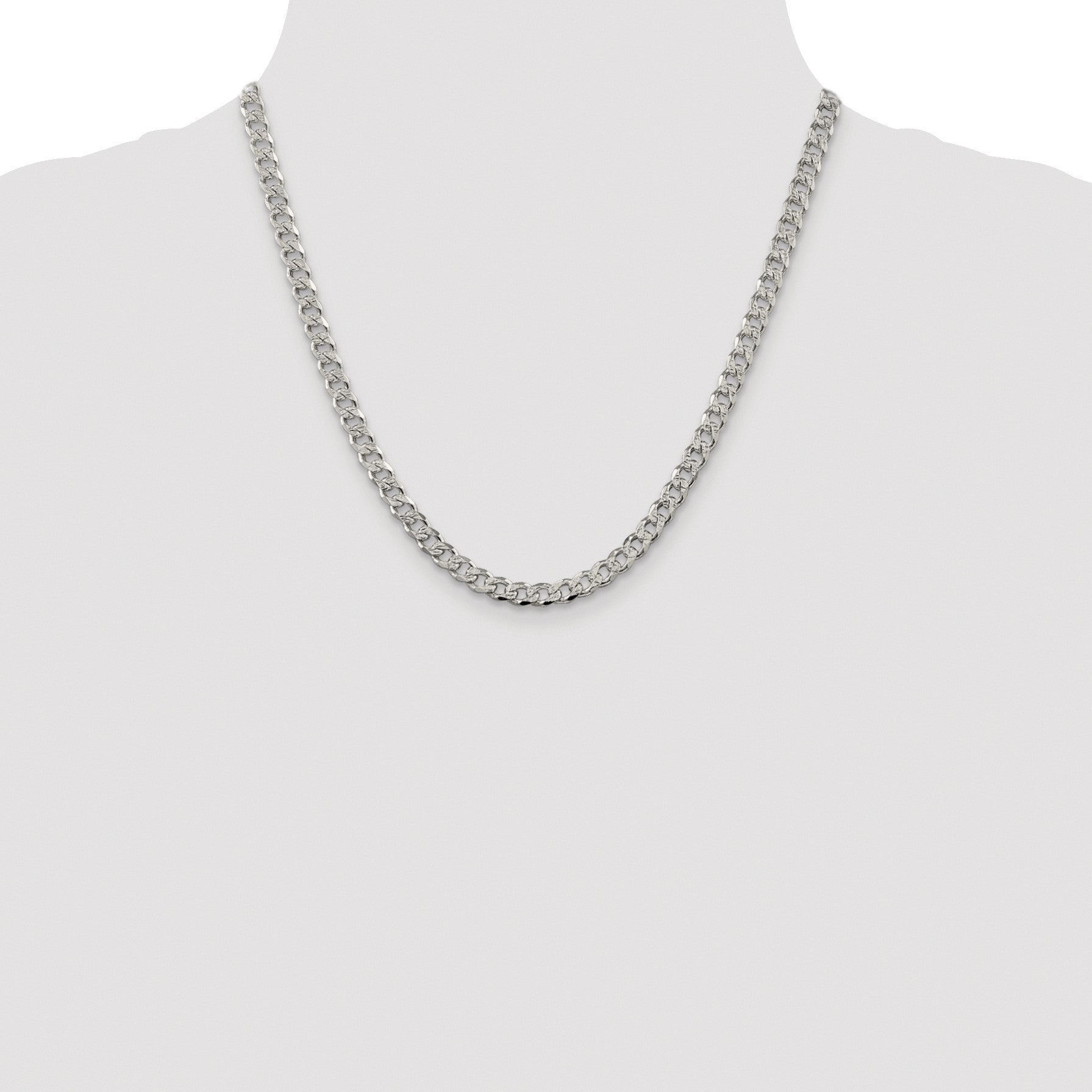 Sterling Silver Rhodium-plated 5.5mm Pav� Curb Chain
