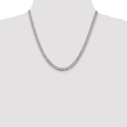 Sterling Silver Rhodium-plated 5.5mm Pav� Curb Chain