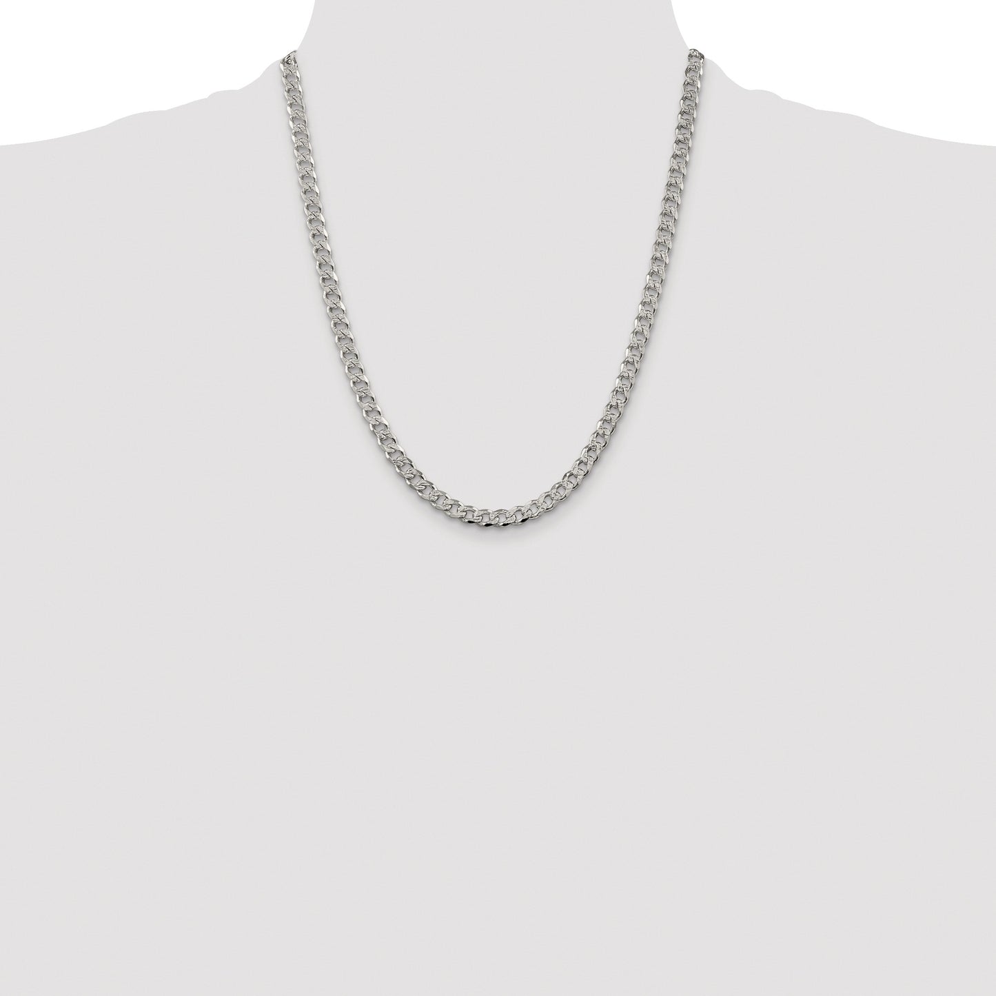 Sterling Silver Rhodium-plated 5.5mm Pav� Curb Chain