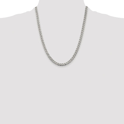 Sterling Silver Rhodium-plated 5.5mm Pav� Curb Chain