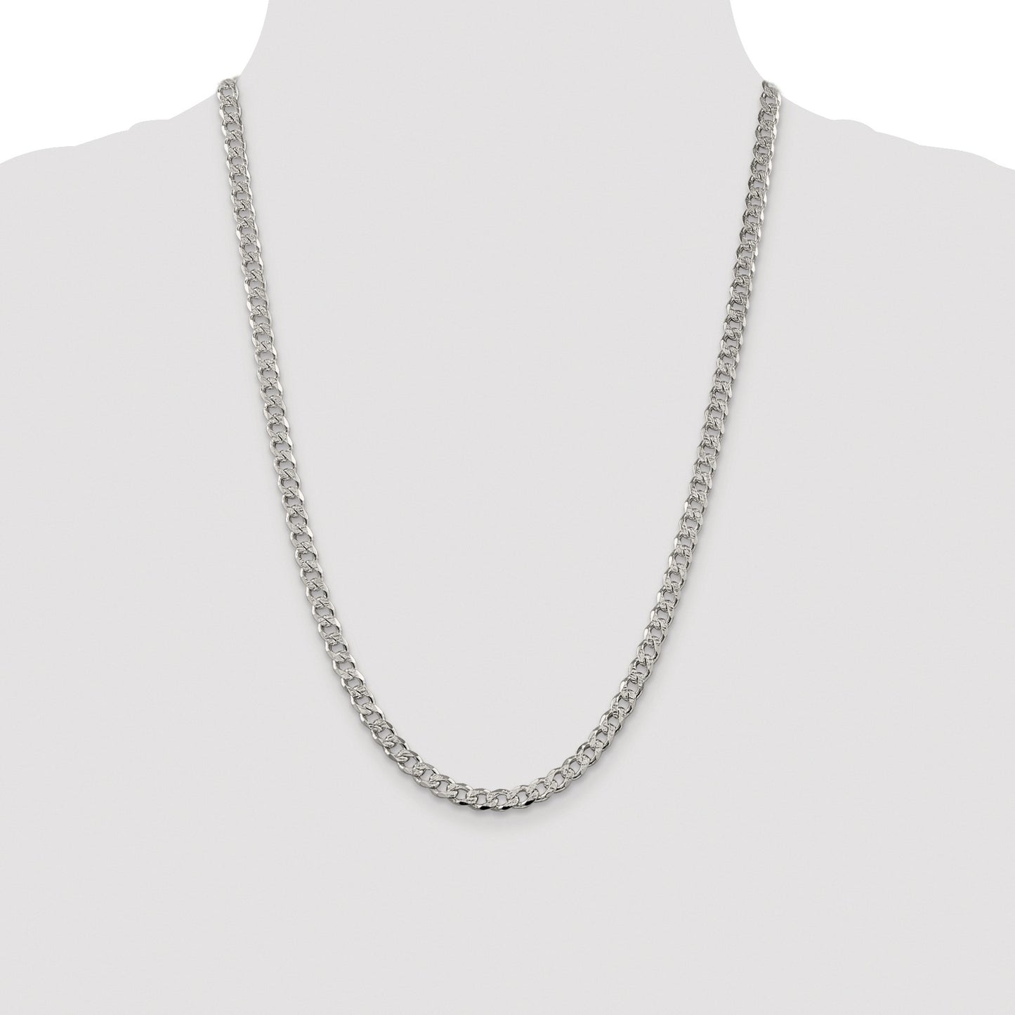 Sterling Silver Rhodium-plated 5.5mm Pav� Curb Chain