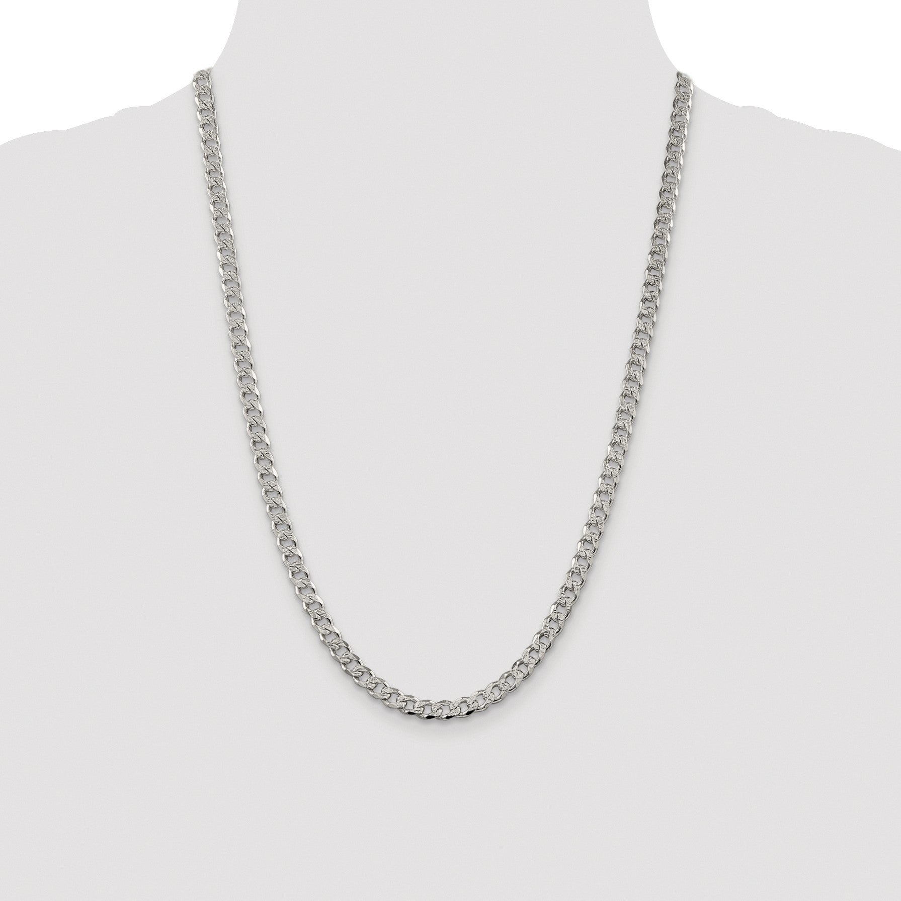 Sterling Silver Rhodium-plated 5.5mm Pav� Curb Chain