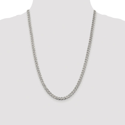 Sterling Silver Rhodium-plated 5.5mm Pav� Curb Chain