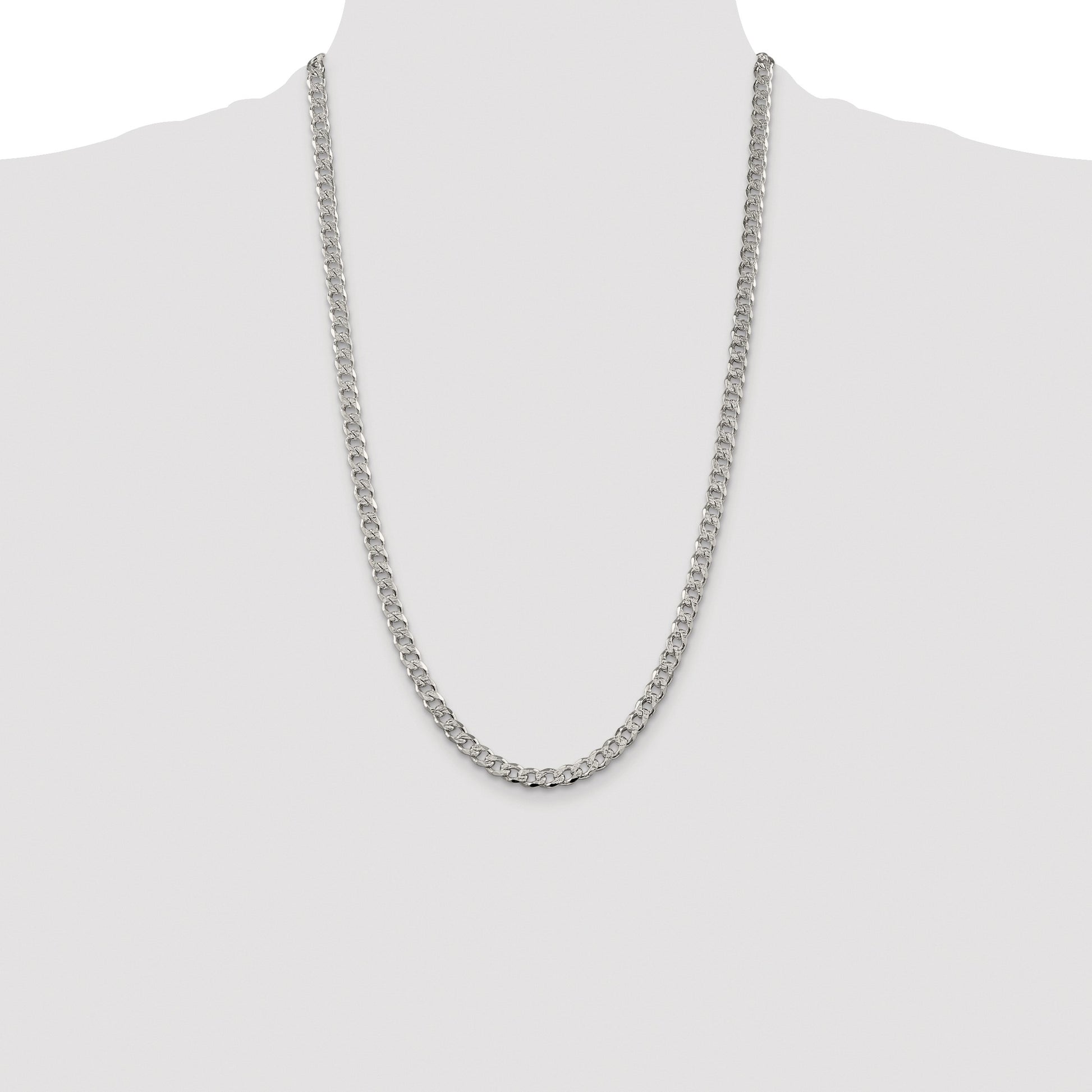 Sterling Silver Rhodium-plated 5.5mm Pav� Curb Chain