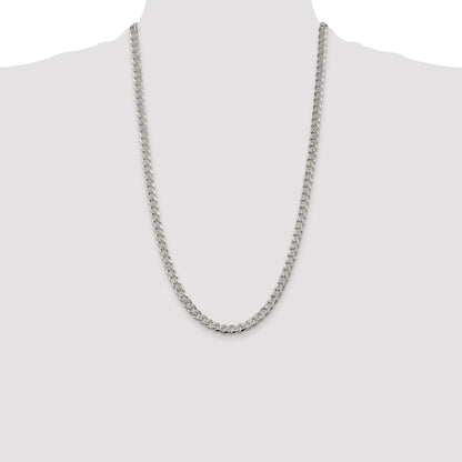 Sterling Silver Rhodium-plated 5.5mm Pav� Curb Chain