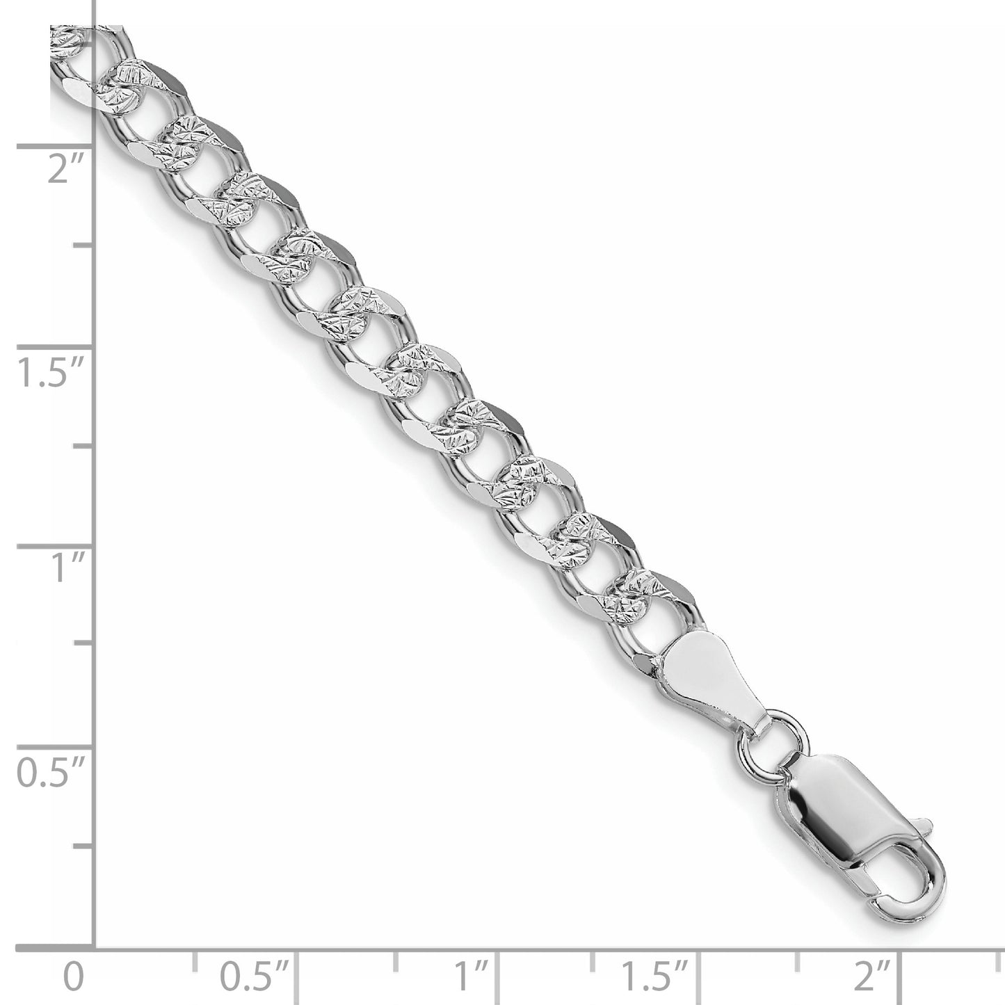 Sterling Silver Rhodium-plated 5.5mm Pav� Curb Chain