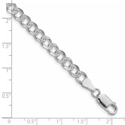 Sterling Silver Rhodium-plated 5.5mm Pav� Curb Chain
