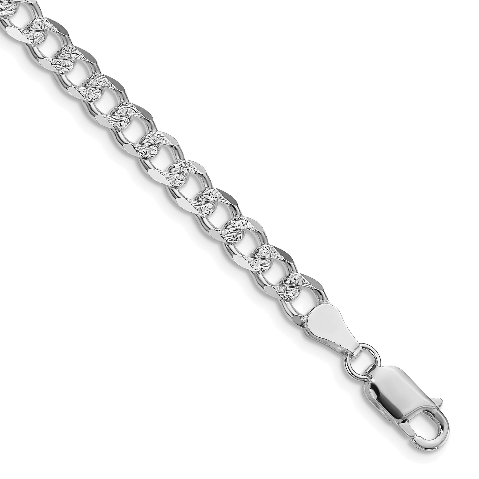 Sterling Silver Rhodium-plated 5.5mm Pav� Curb Chain
