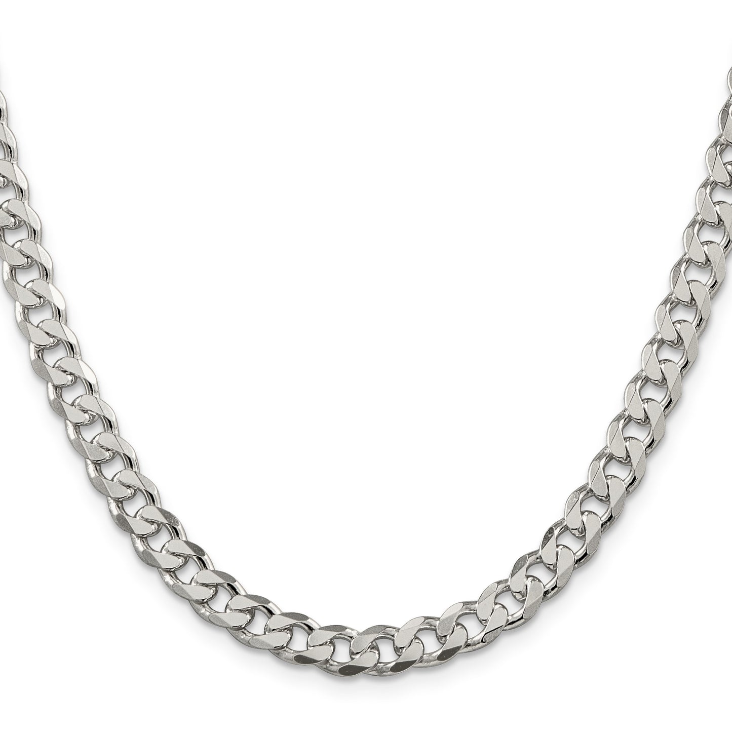 Sterling Silver 7mm Pav� Curb Chain