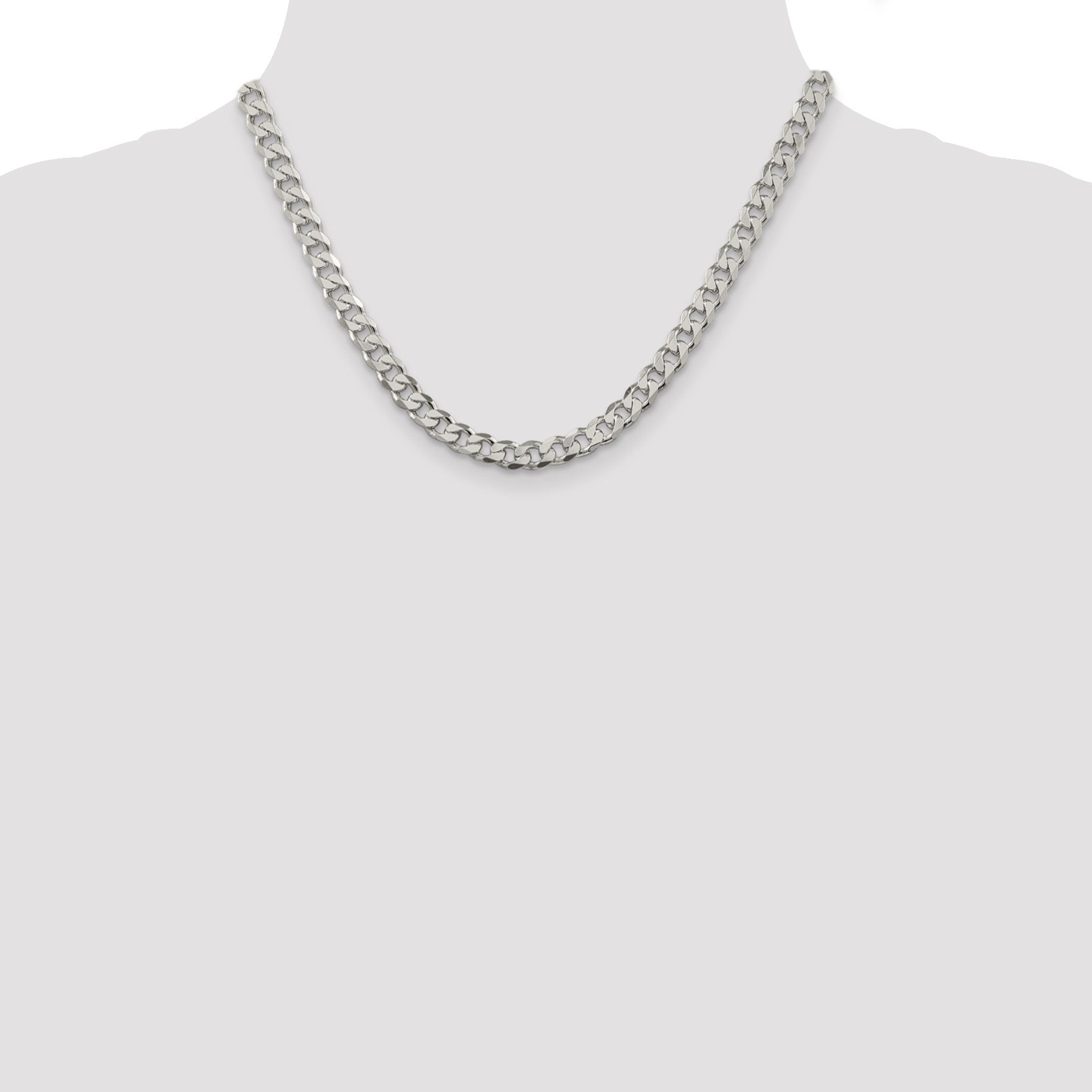 Sterling Silver 7mm Pav� Curb Chain