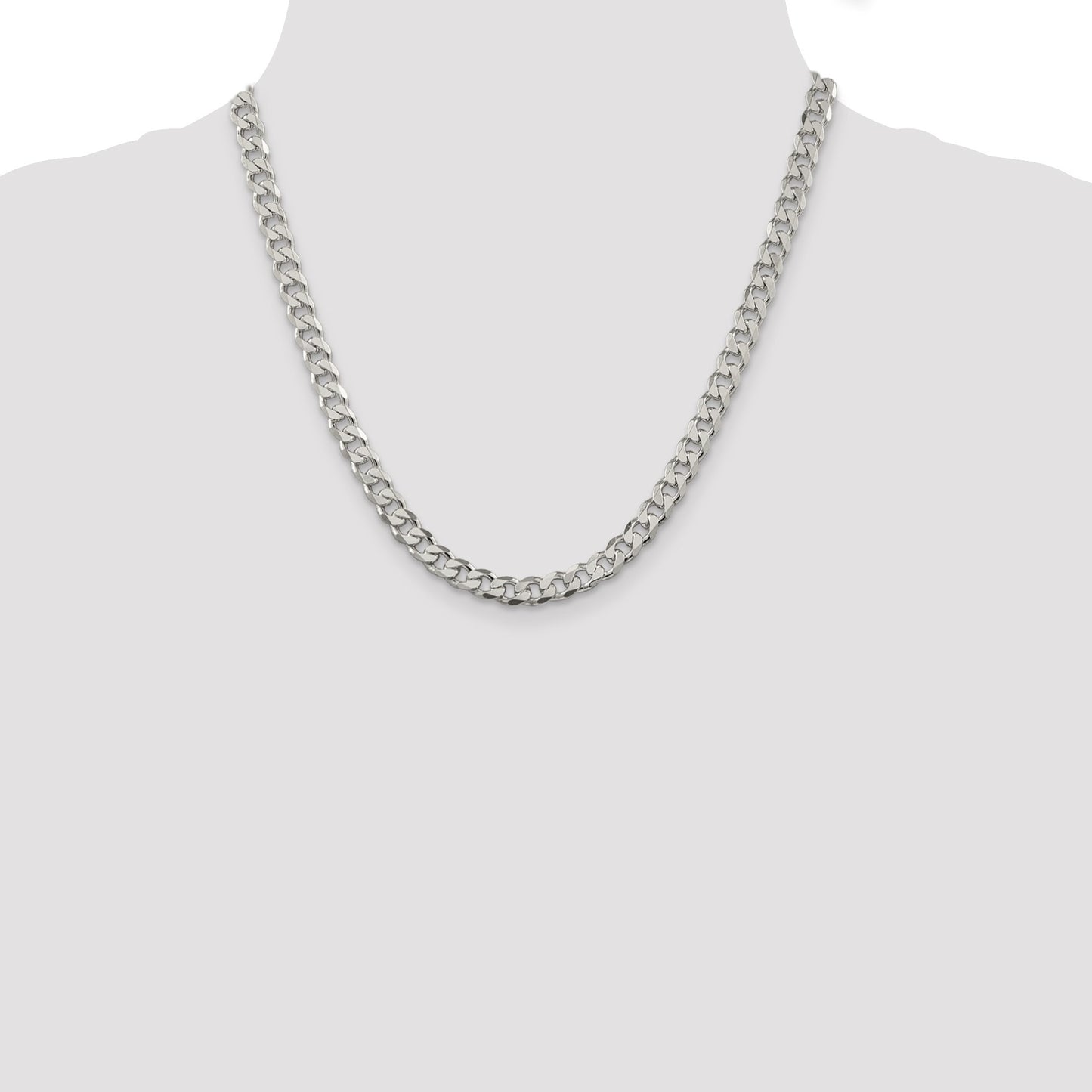 Sterling Silver 7mm Pav� Curb Chain