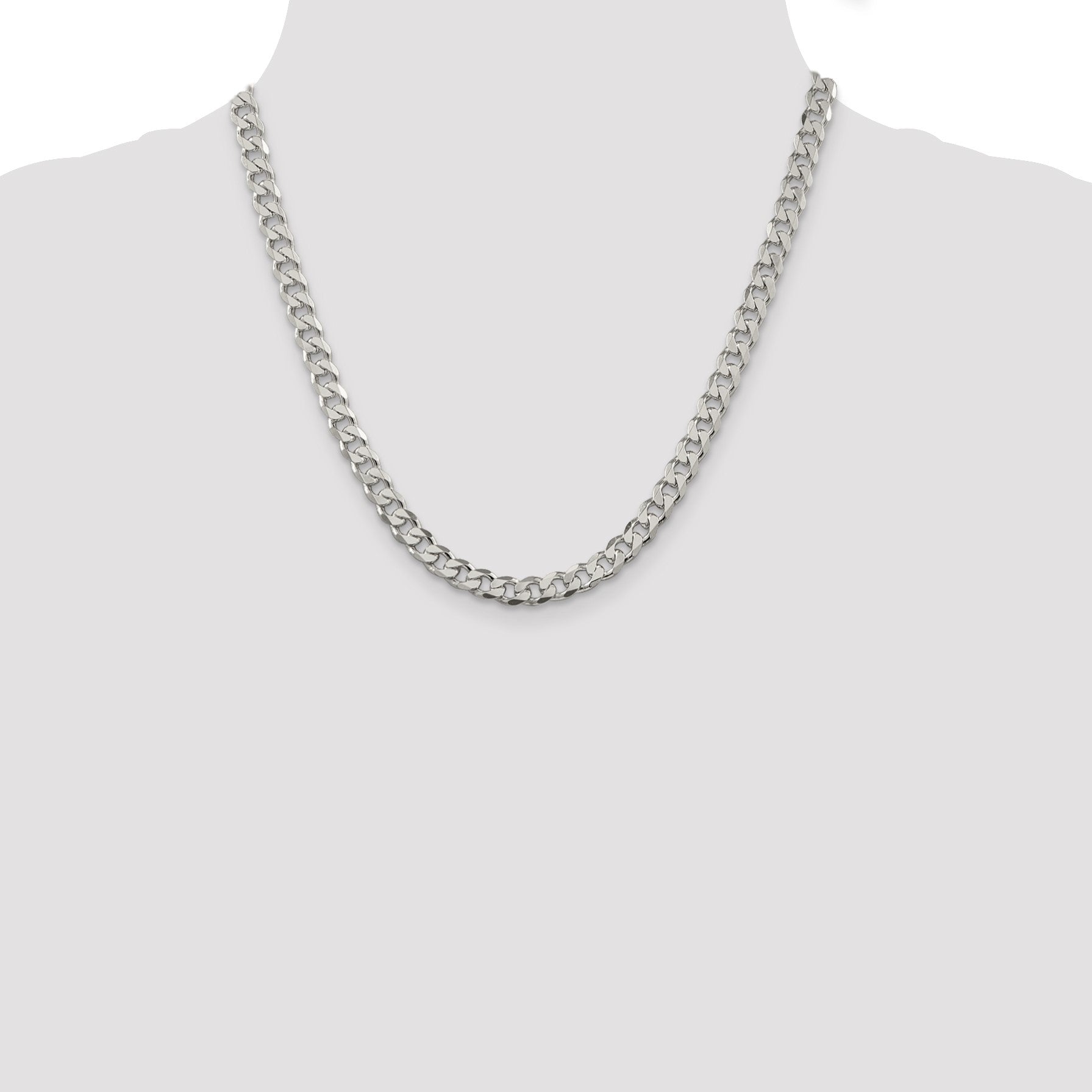 Sterling Silver 7mm Pav� Curb Chain