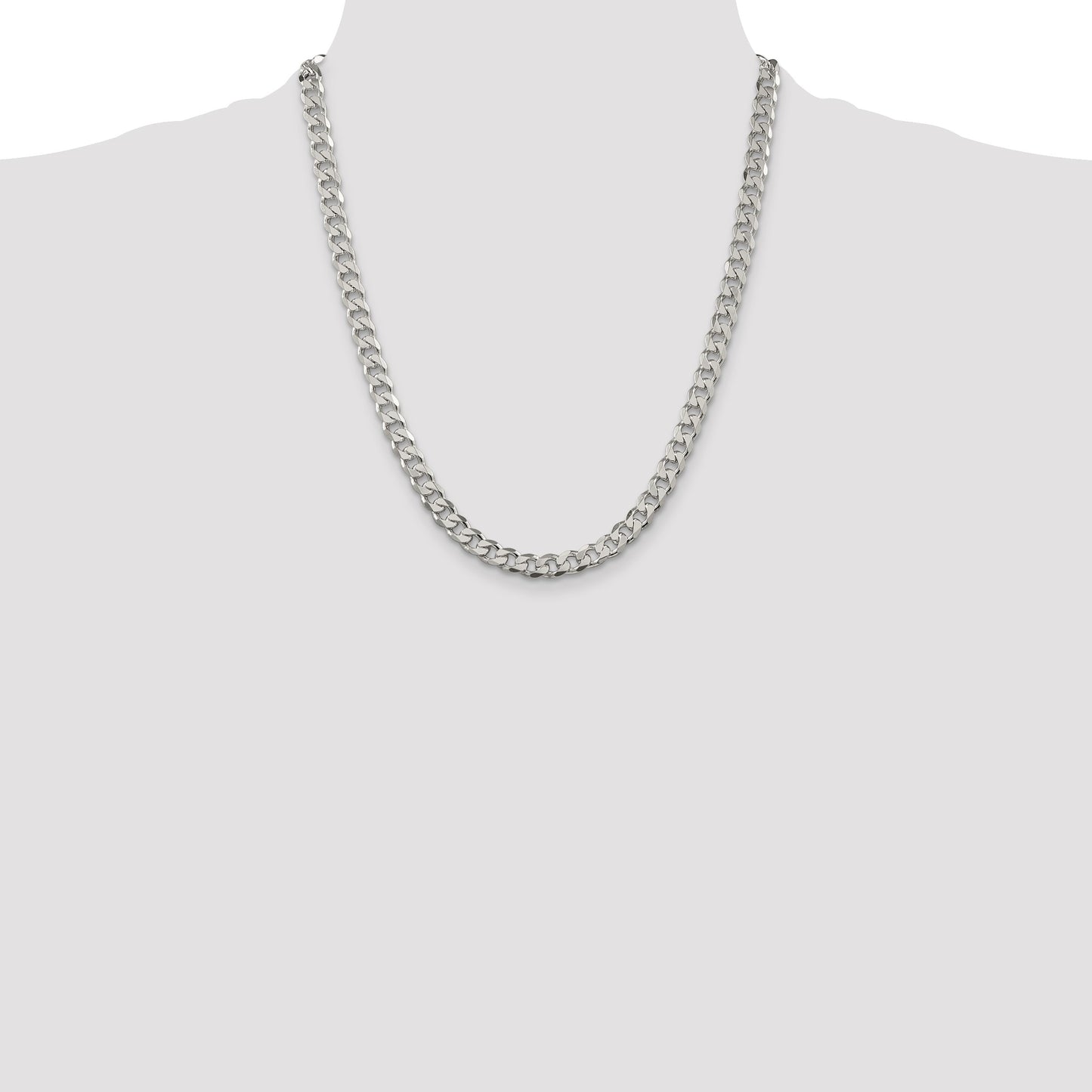 Sterling Silver 7mm Pav� Curb Chain