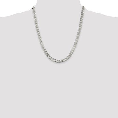 Sterling Silver 7mm Pav� Curb Chain