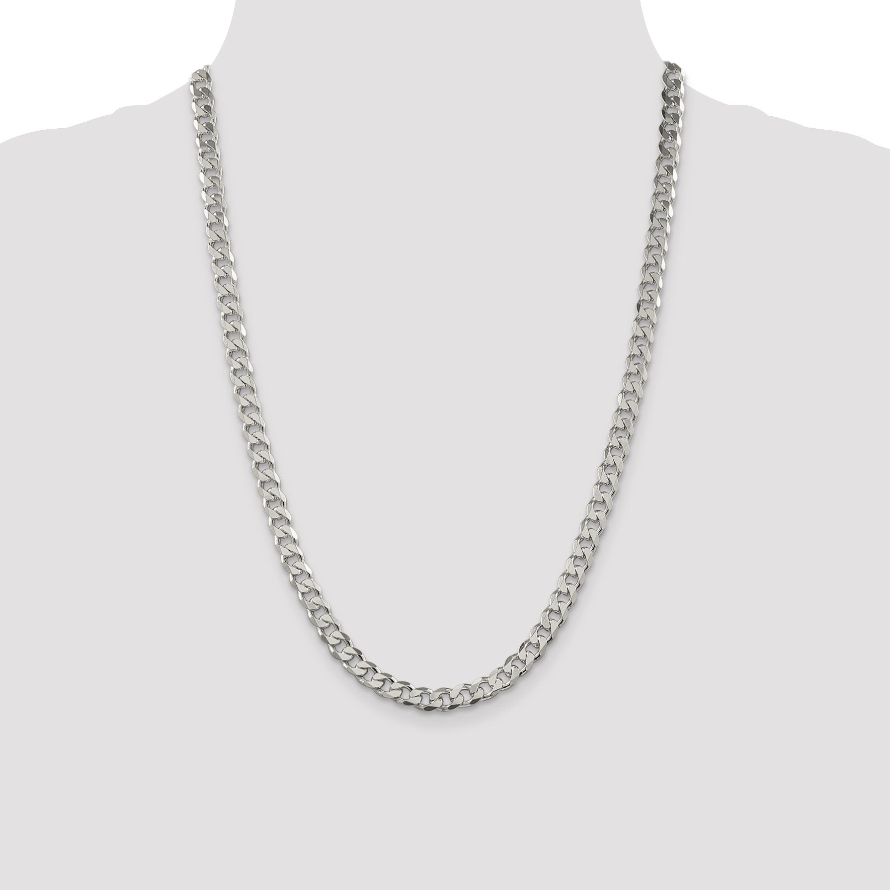 Sterling Silver 7mm Pav� Curb Chain