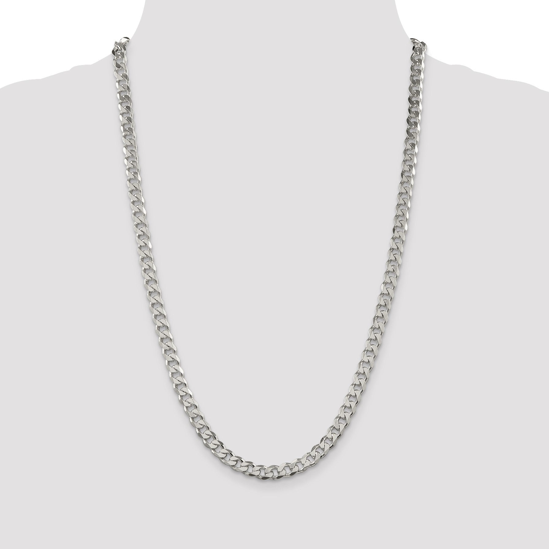 Sterling Silver 7mm Pav� Curb Chain