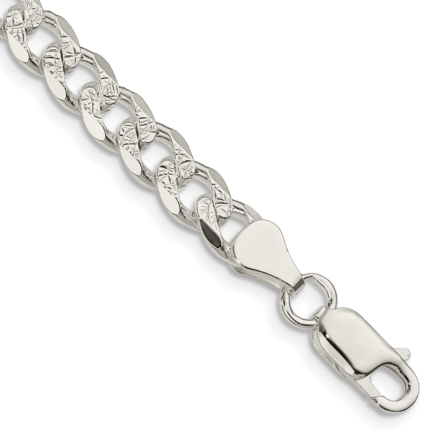 Sterling Silver 7mm Pav� Curb Chain