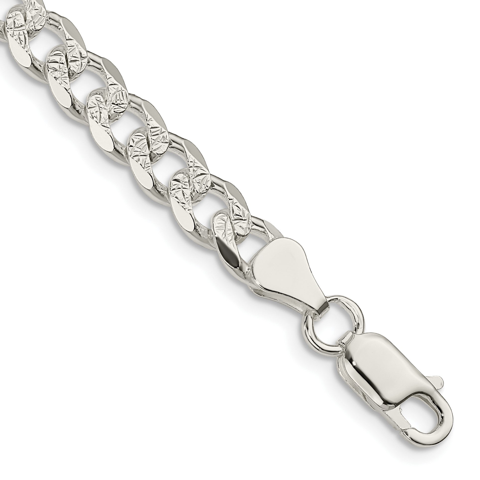 Sterling Silver 7mm Pav� Curb Chain