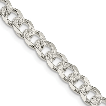 Sterling Silver 7mm Pav� Curb Chain