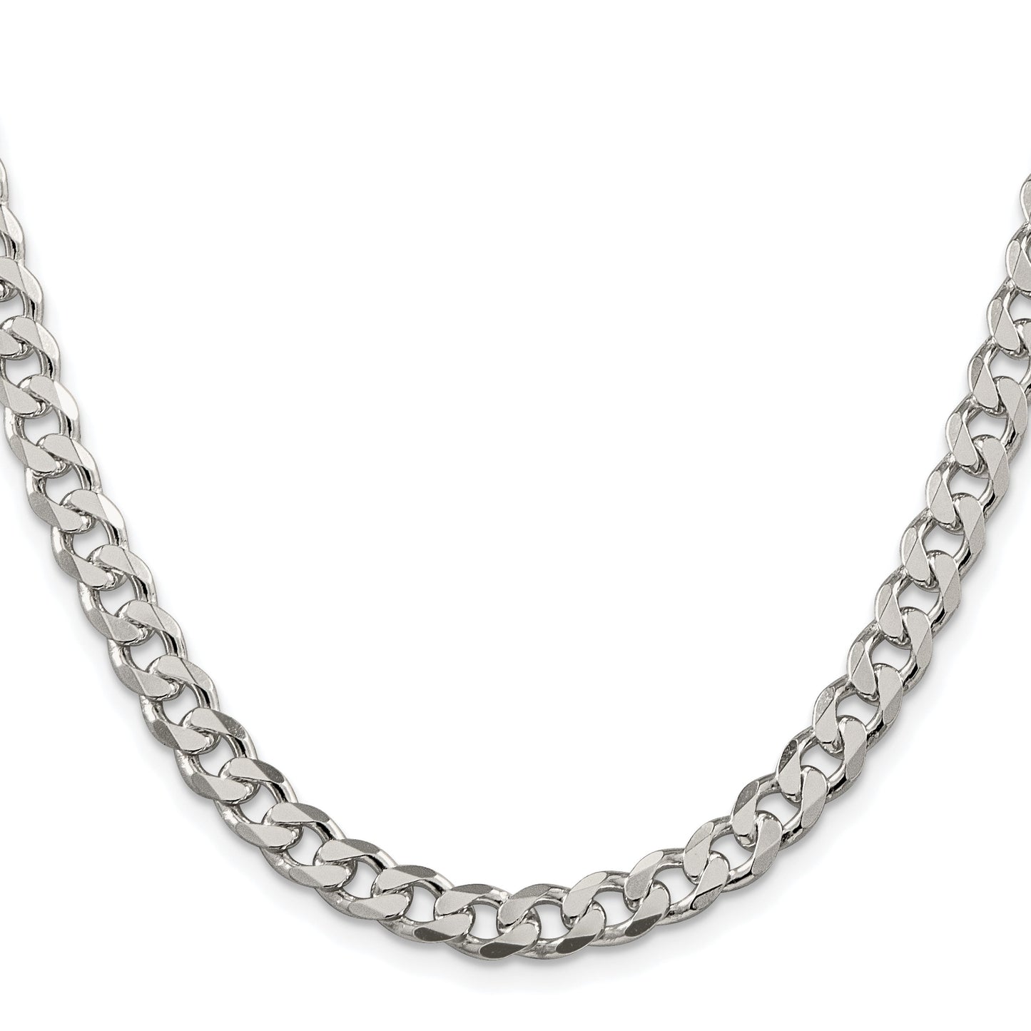 Sterling Silver Rhodium-plated 7mm Pav� Curb Chain