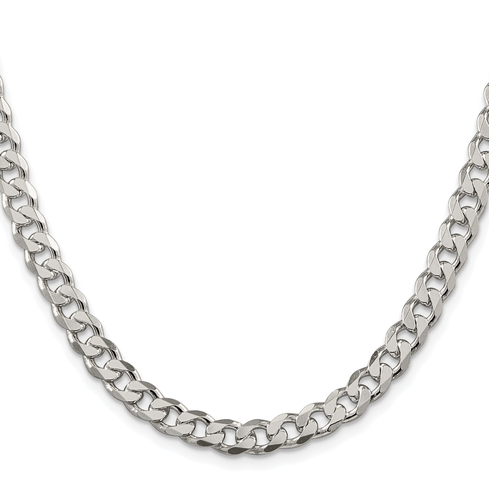 Sterling Silver Rhodium-plated 7mm Pav� Curb Chain