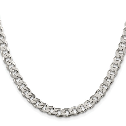 Sterling Silver Rhodium-plated 7mm Pav� Curb Chain