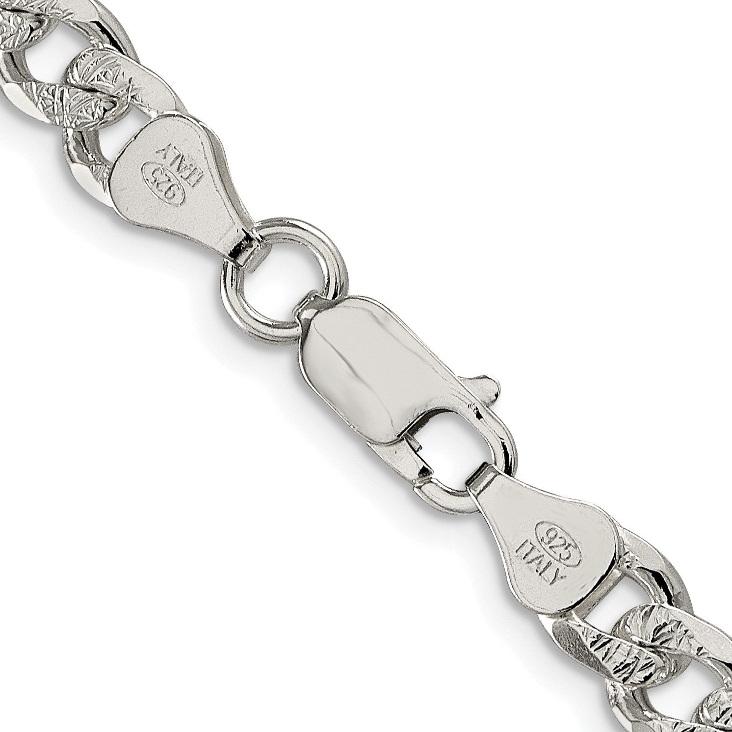 Sterling Silver Rhodium-plated 7mm Pav� Curb Chain