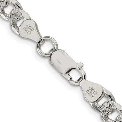 Sterling Silver Rhodium-plated 7mm Pav� Curb Chain
