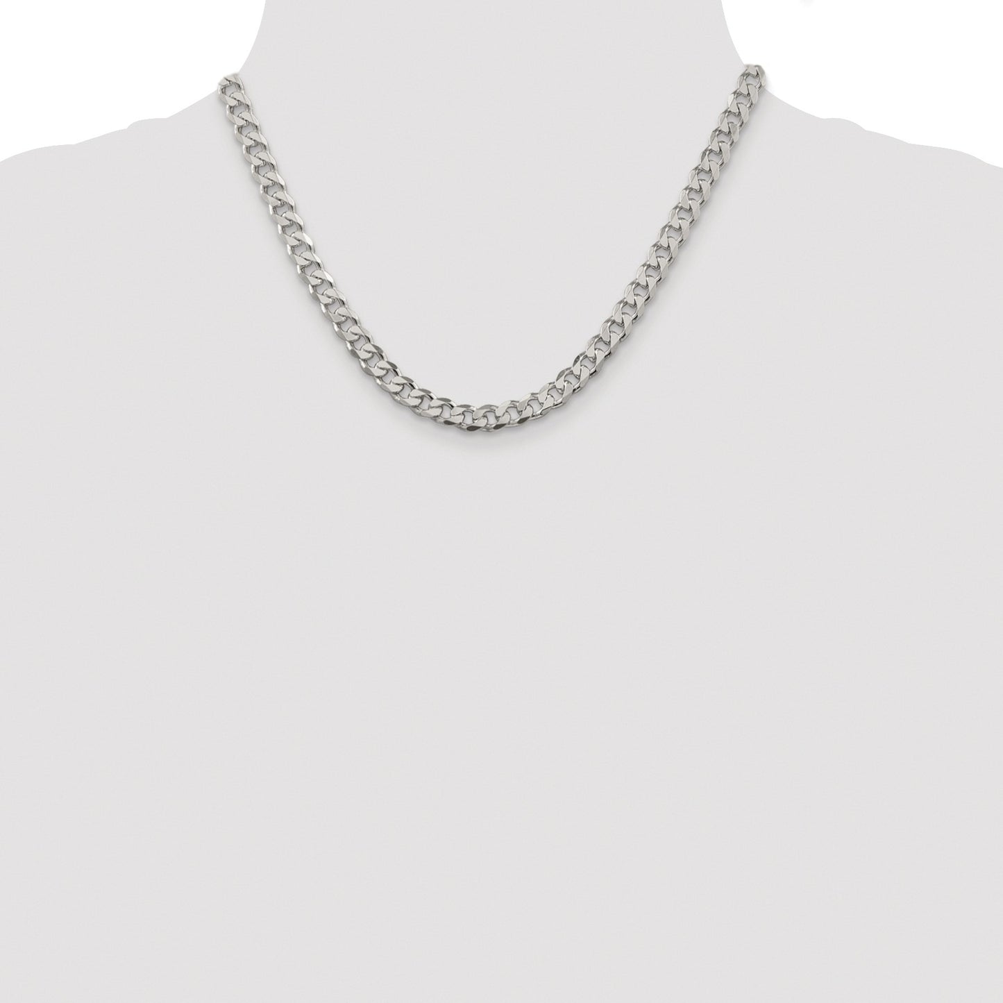 Sterling Silver Rhodium-plated 7mm Pav� Curb Chain