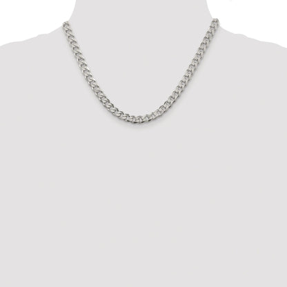 Sterling Silver Rhodium-plated 7mm Pav� Curb Chain