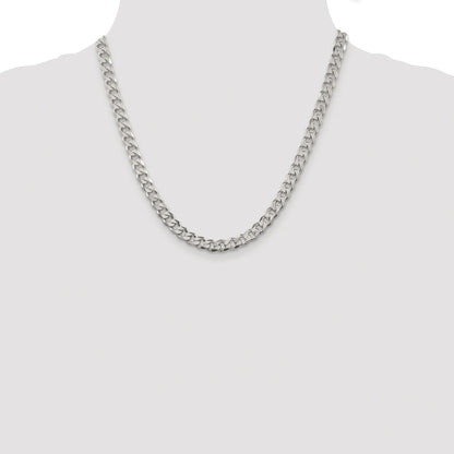 Sterling Silver Rhodium-plated 7mm Pav� Curb Chain