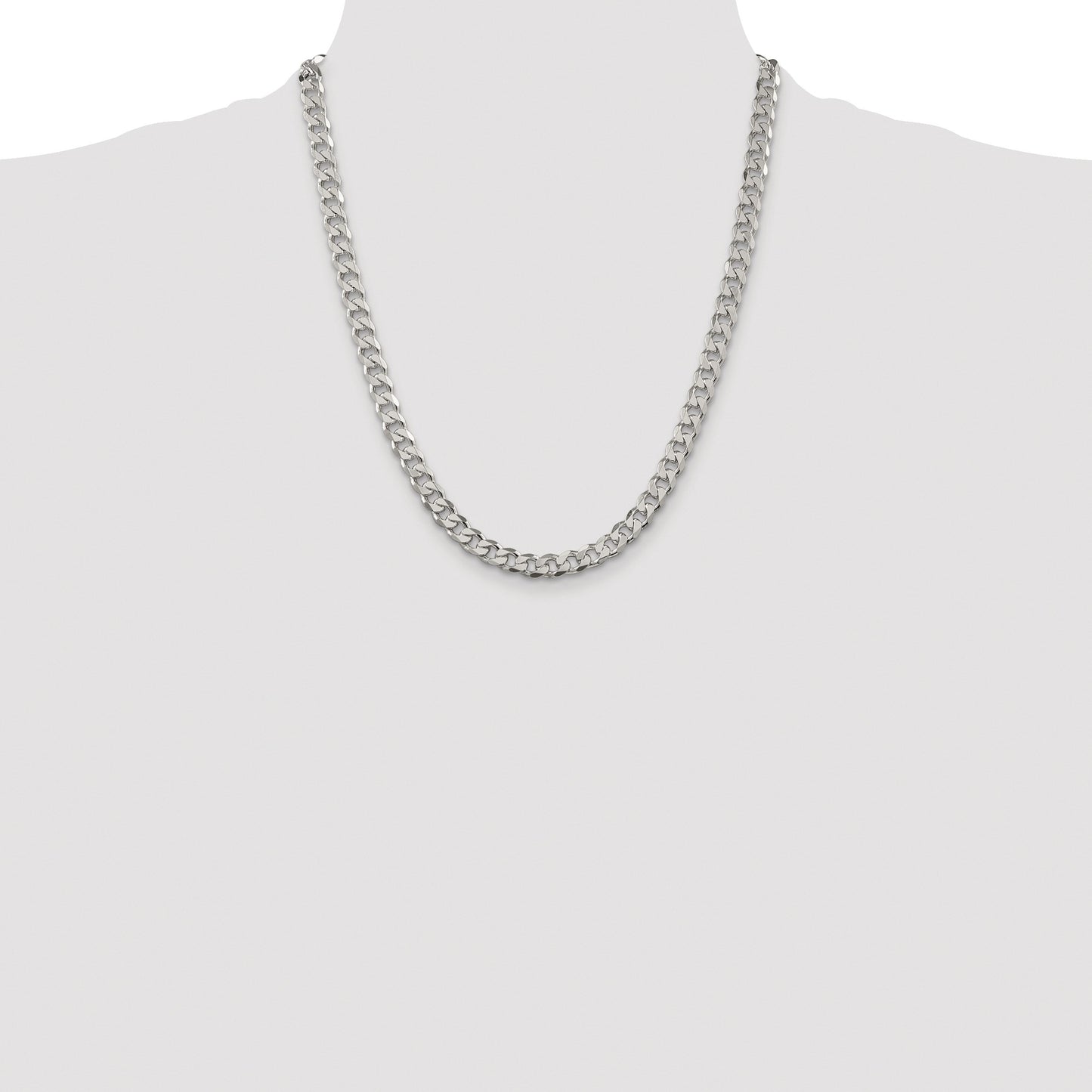 Sterling Silver Rhodium-plated 7mm Pav� Curb Chain