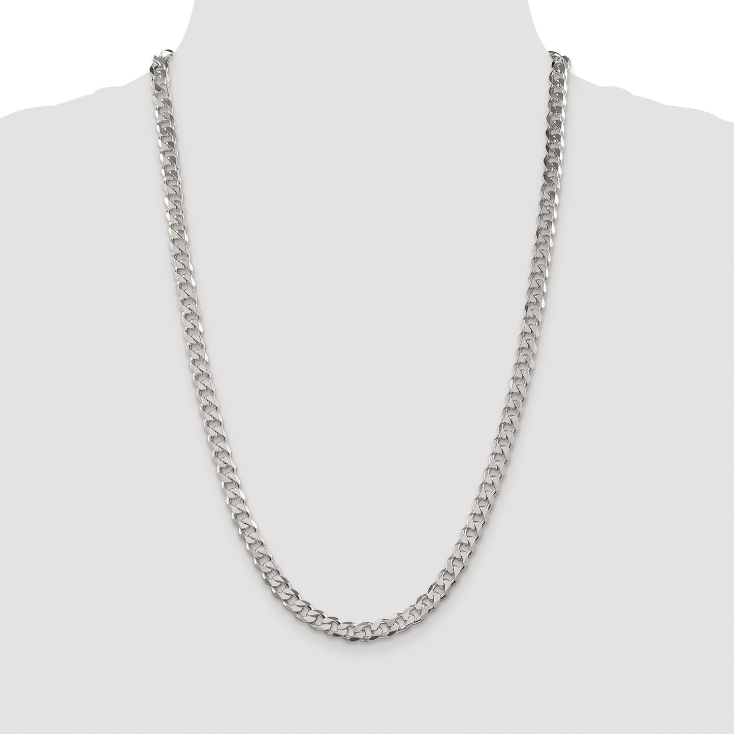Sterling Silver Rhodium-plated 7mm Pav� Curb Chain