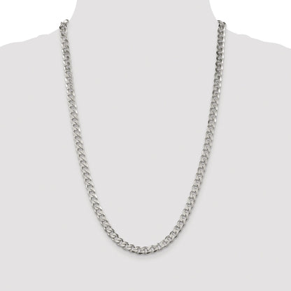 Sterling Silver Rhodium-plated 7mm Pav� Curb Chain