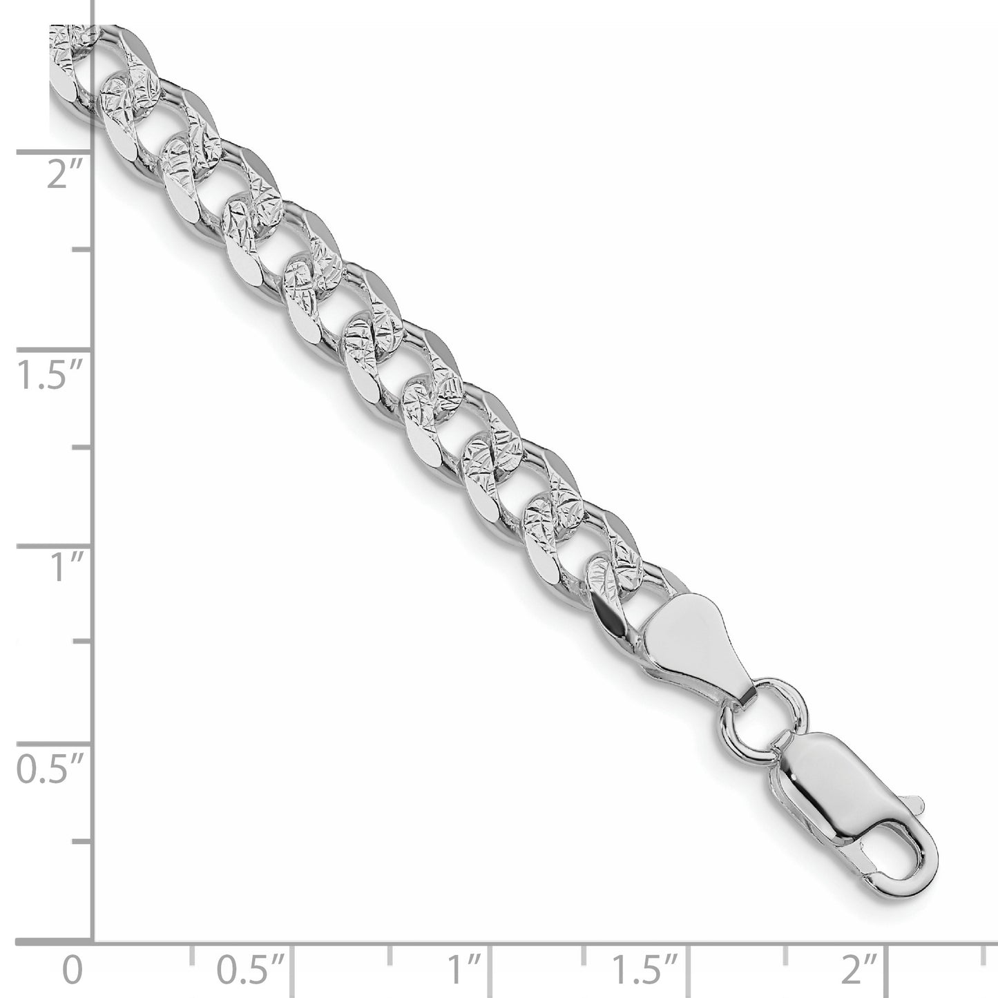Sterling Silver Rhodium-plated 7mm Pav� Curb Chain