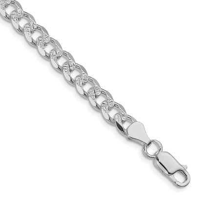 Sterling Silver Rhodium-plated 7mm Pav� Curb Chain