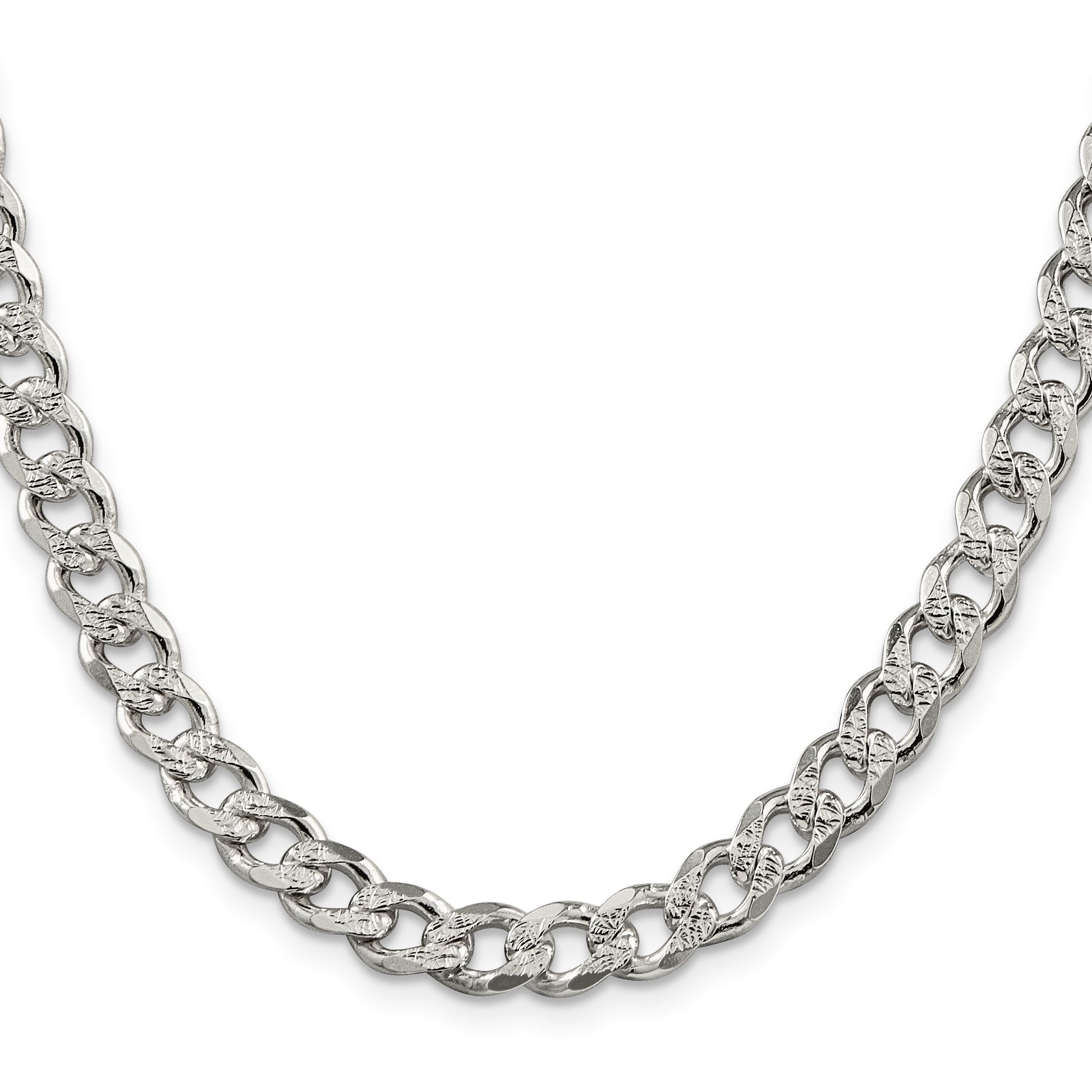Sterling Silver 7.5mm Pav� Curb Chain