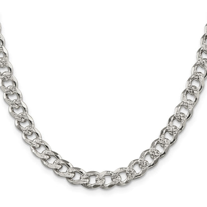 Sterling Silver 7.5mm Pav� Curb Chain